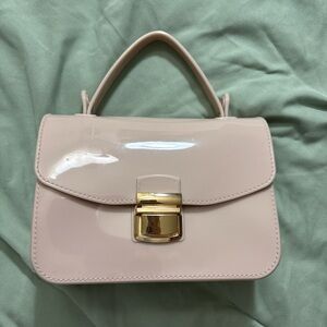 Chic Nude Mini Bag with Gold Accent